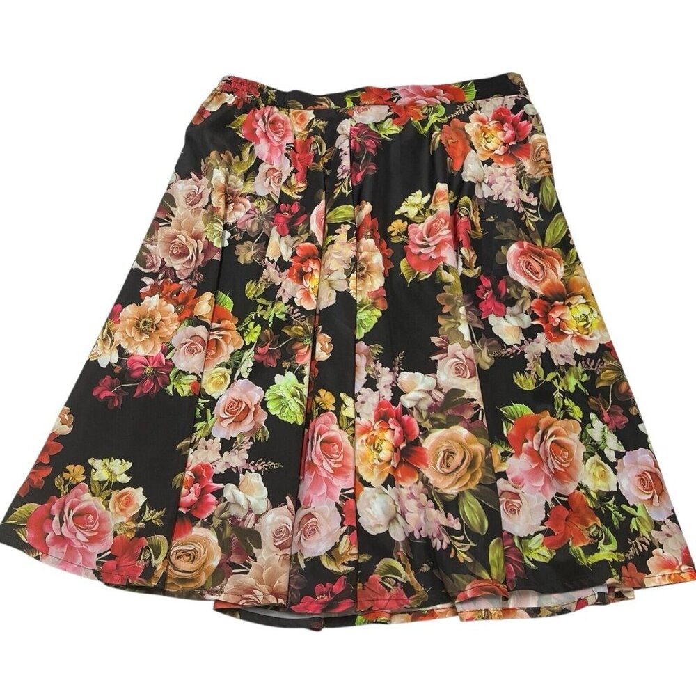 Modcloth Floral Midi Skirt - Black and Multicolor